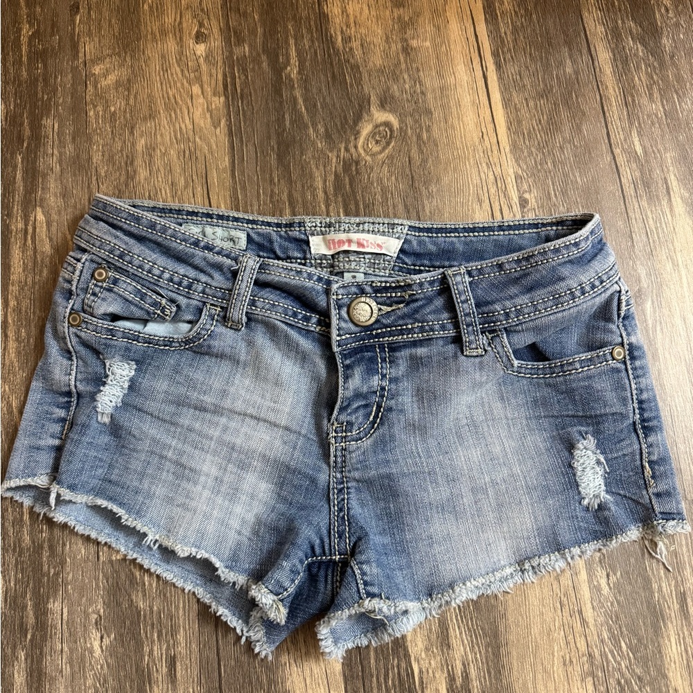 Hot Kiss Blue Distressed Jean Shorts